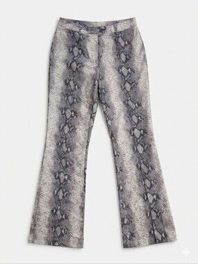 INC International Concepts Gray Snake Print Boot-Cut Pants